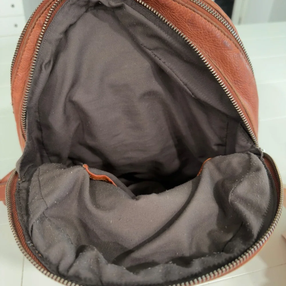 Vilenca Holland Tan Leather Woven Backpack Handbag Vintage Style Boho‎ Womens